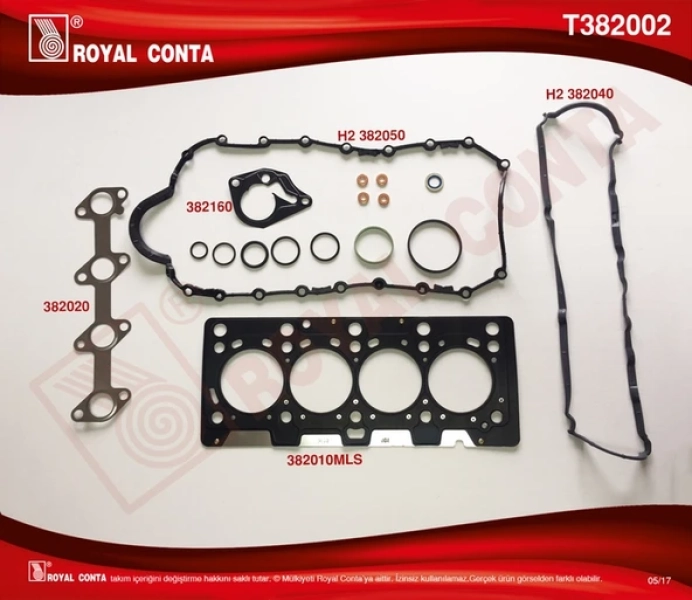 #UZ00567 - Royal T382002 Renault Motor Takım Contası Kecesiz Megane Kangoo Clio 1