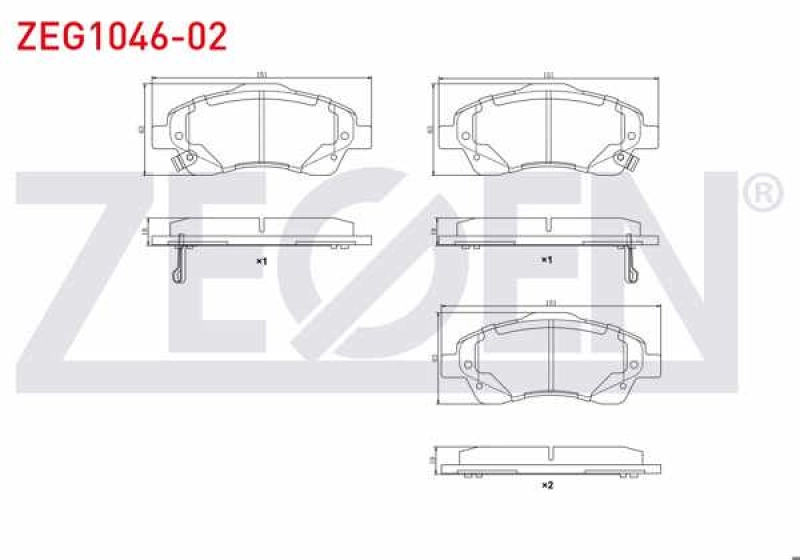 #UZ00351 - ZEGEN ZEG1046-02 Fren Balata &Ouml;n Ikazlı Toyota Avensis (T25) 1.6 Vvt