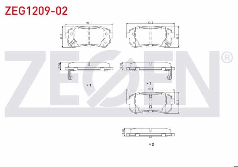 #UZ00321 - ZEGEN ZEG1209-02 Fren Balata Arka Ikazlı Hyundai Accent Era 1.5 CRDI
