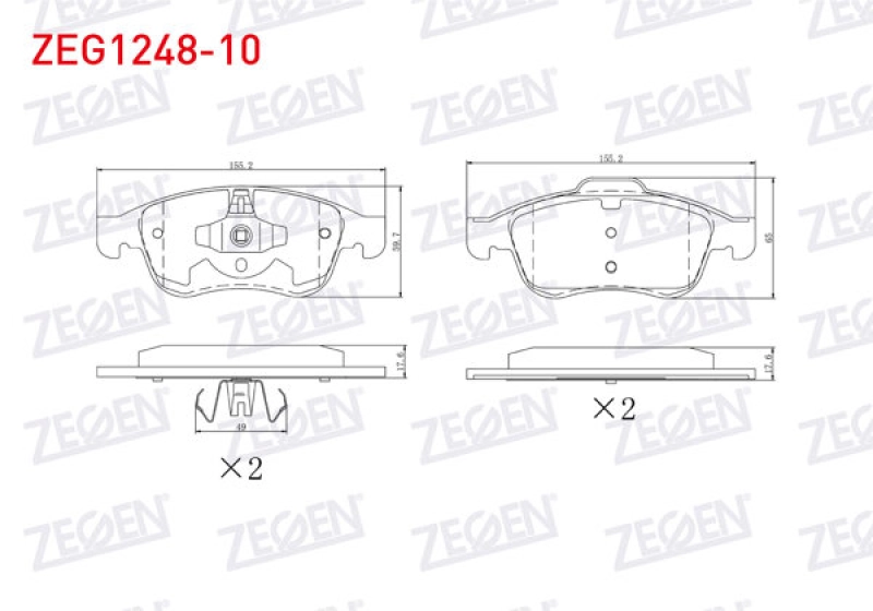 #UZ00503 - ZEGEN ZEG1248-10 | Fren Balata &Ouml;n 15-16 Jant Renault Captur I-II 13-