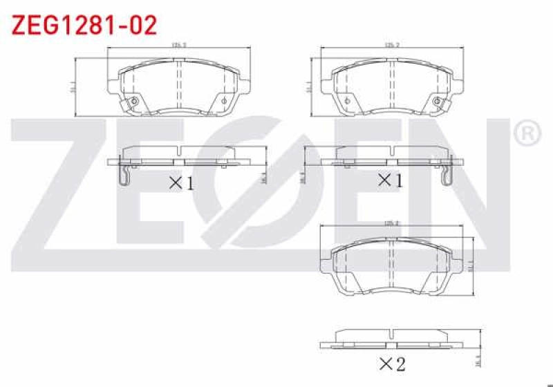 #UZ00424 - ZEGEN ZEG1281-02 | Fren Balata &Ouml;n Ford Fiesta VI 2008-2017 / Daihatsu