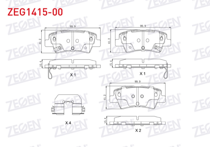#UZ00312 - ZEGEN ZEG1415-00 | Fren Balata Arka Tel Delikli Hyundai Accent Blue1.4