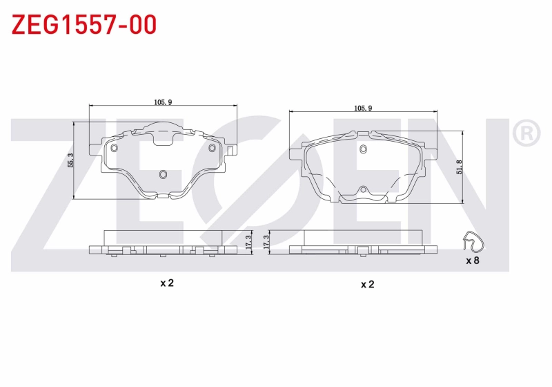 #UZ00479 - ZEGEN ZEG1557-00 | Fren Balata Arka Citroen C4 Picasso II 1.6 HDI 13-