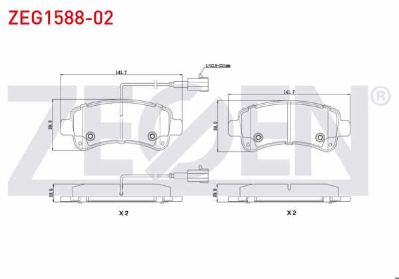 #UZ00487 - ZEGEN ZEG1588-02 | Fren Balata Arka &Ccedil;ift Fişli Fiat Ducato 2.0 Mjt 201