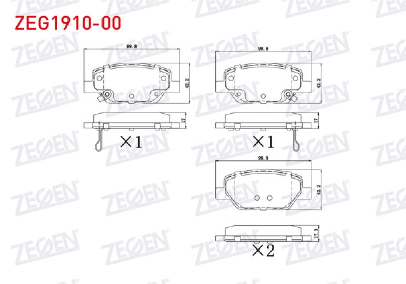 #UZ00491 - ZEGEN ZEG1910-00 | Fren Balata Arka Ikazlı Fiat Egea 1.3 Mjt 2015-/ Eg