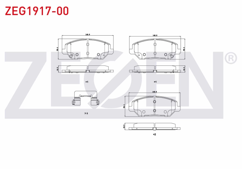 #UZ00336 - ZEGEN ZEG1917-00 | Fren Balata &Ouml;n Ikazlı Tel Delikli Hyundai i30