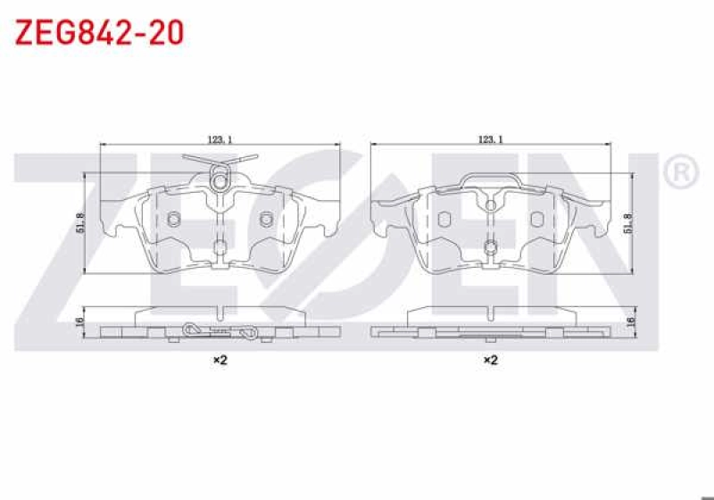 #UZ00466 - ZEGEN ZEG842-20 | Fren Balata Arka Vectra C 1.6 16V-1.9 CDTI-2.0 Dtı 2