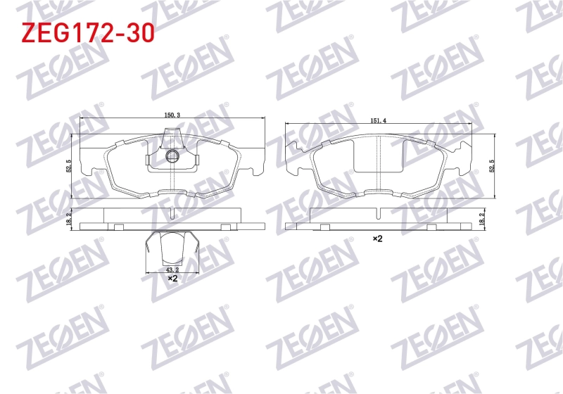 #UZ00403 - ZEGEN ZEG172-30 | Fren Balata &Ouml;n Fiat Doblo (119,223) 1.9 JTD 17.80mm