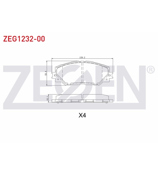 #UZ00348 - ZEGEN ZEG1232-00 | Fren Balata &Ouml;n Toyota Corolla (E15_) 1.6 Vvt-I 2007
