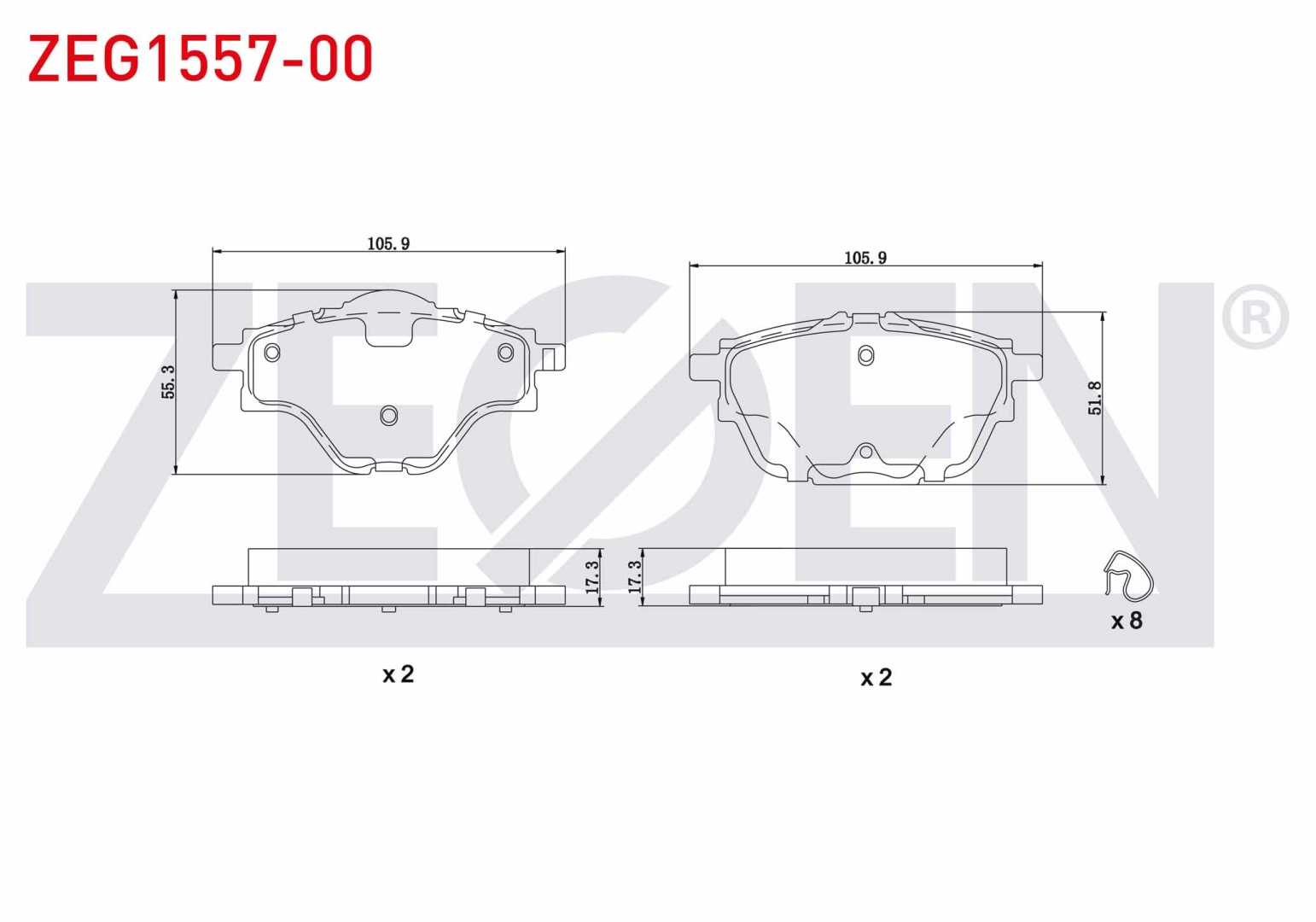 #194 - ZEGEN ZEG1557-00 | Fren Balata Arka Citroen C4 Picasso II 1.6 HDI 13-