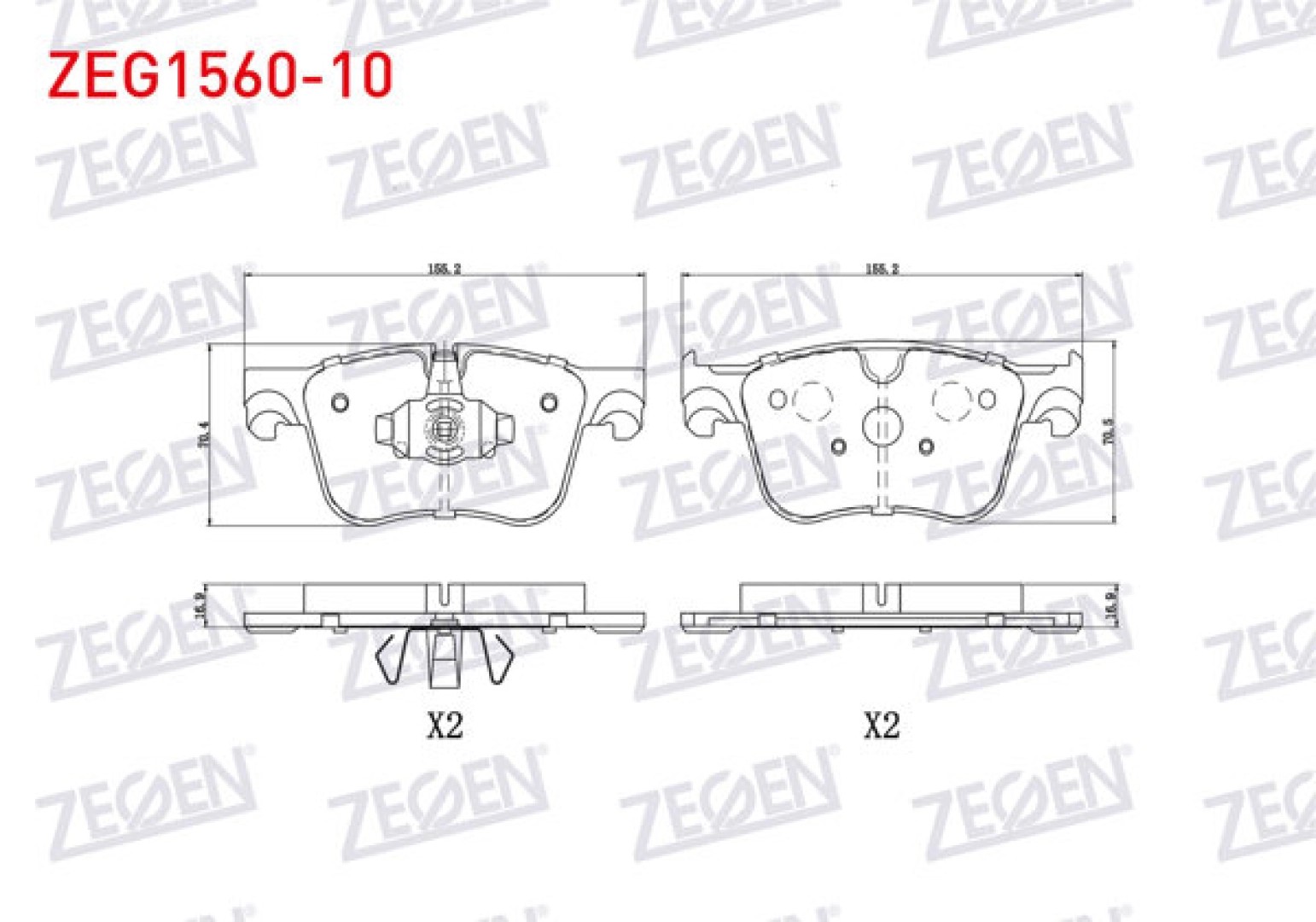 #172 - ZEGEN ZEG1560-10 | Fren Balata &Ouml;n Peugeot 3008 16-/ 508 II 18-/ 5008 I