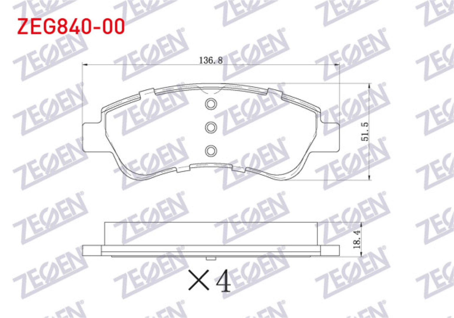 #199 - ZEGEN ZEG840-00 | Fren Balata &Ouml;n Partner 96-08 / 301 1.6 HDI 12-/ 307