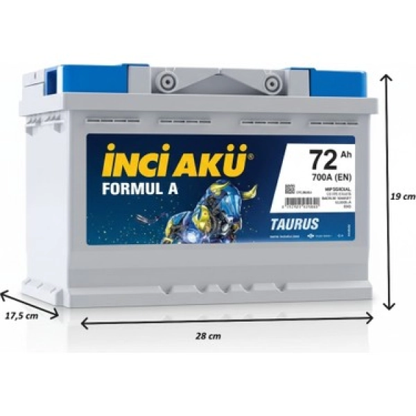 #UZ00036 - 12V 72 Ah Formula İnci Ak&uuml;