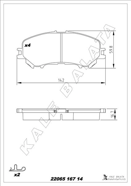 #UZ00373 - Kale Balata 22065 167 14 (ANS KD11) Nissan Qashqai II (J11 Kasa)
